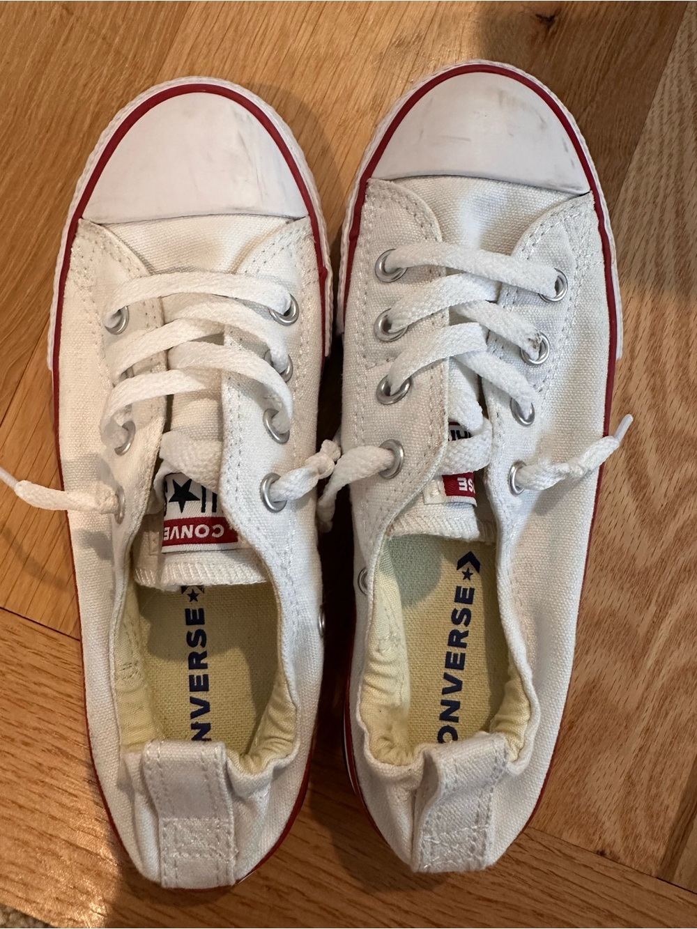 Converse Kids White Canvas Low-Top Sneakers with Red Trim